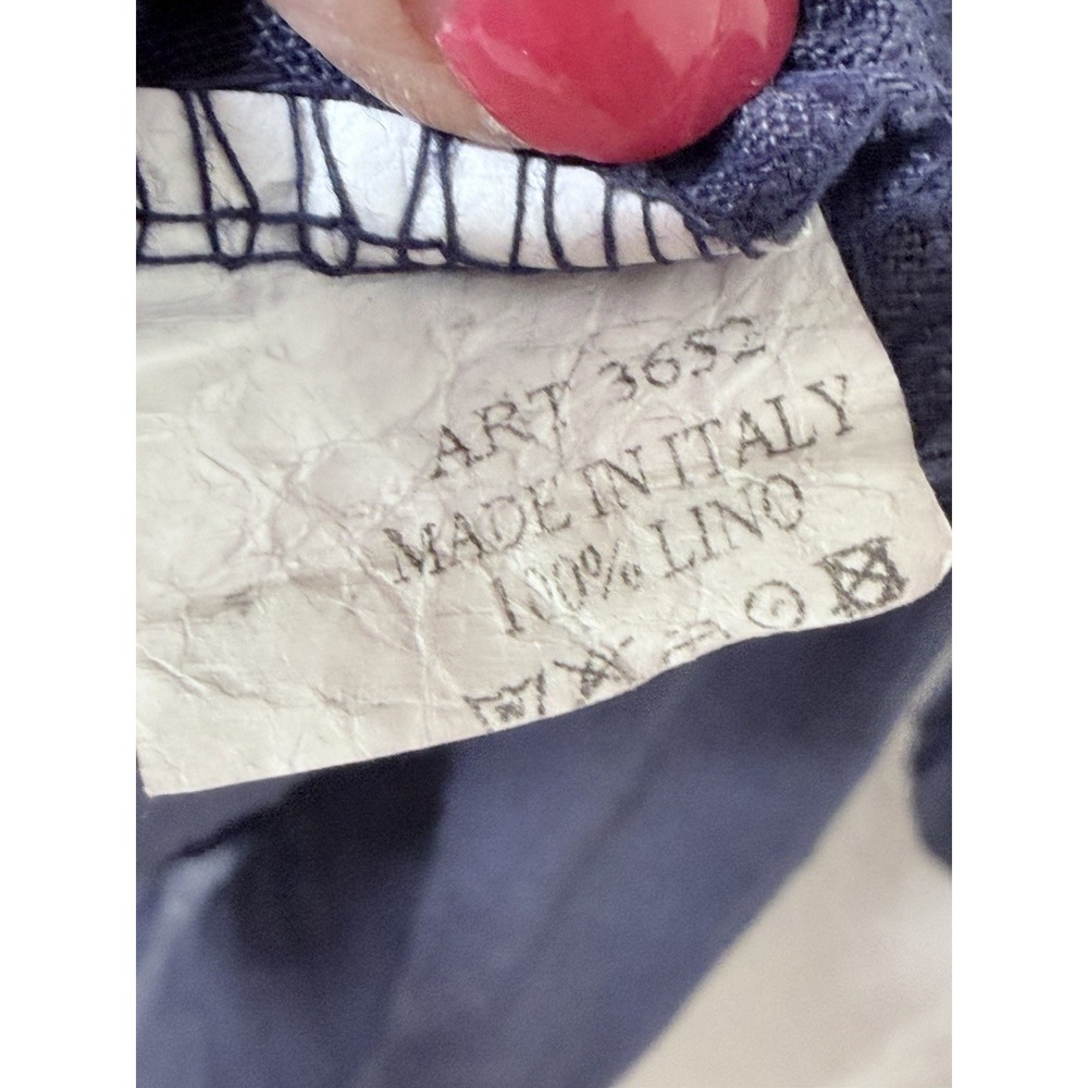 100% LIN BLANC Linen Top Size 46/L/XL Blue Wood Button Up Oversized Italy - Picture 6 of 10